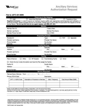 Well Care Ancillary Services Authorization Request Form