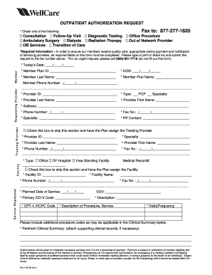 Wellcare Outpatient Authorization Request Form