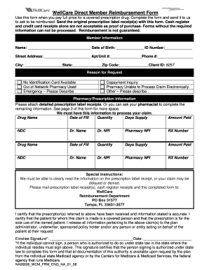 Wellcare of Ny Reimbursement Form