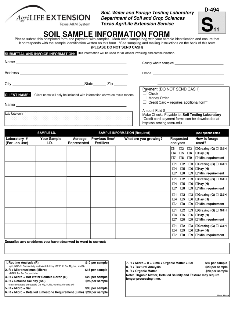 Texas Am Soil  Form