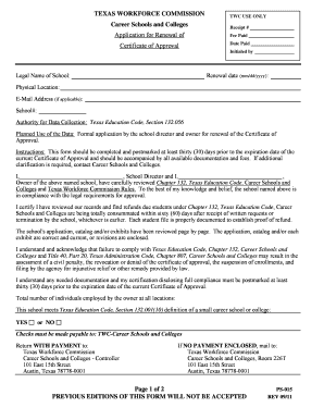 Texas Workforce Commission Certificate Form
