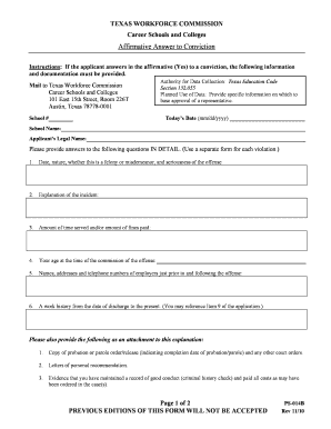 Form PS 014B Texas Workforce Commission Twc State Tx