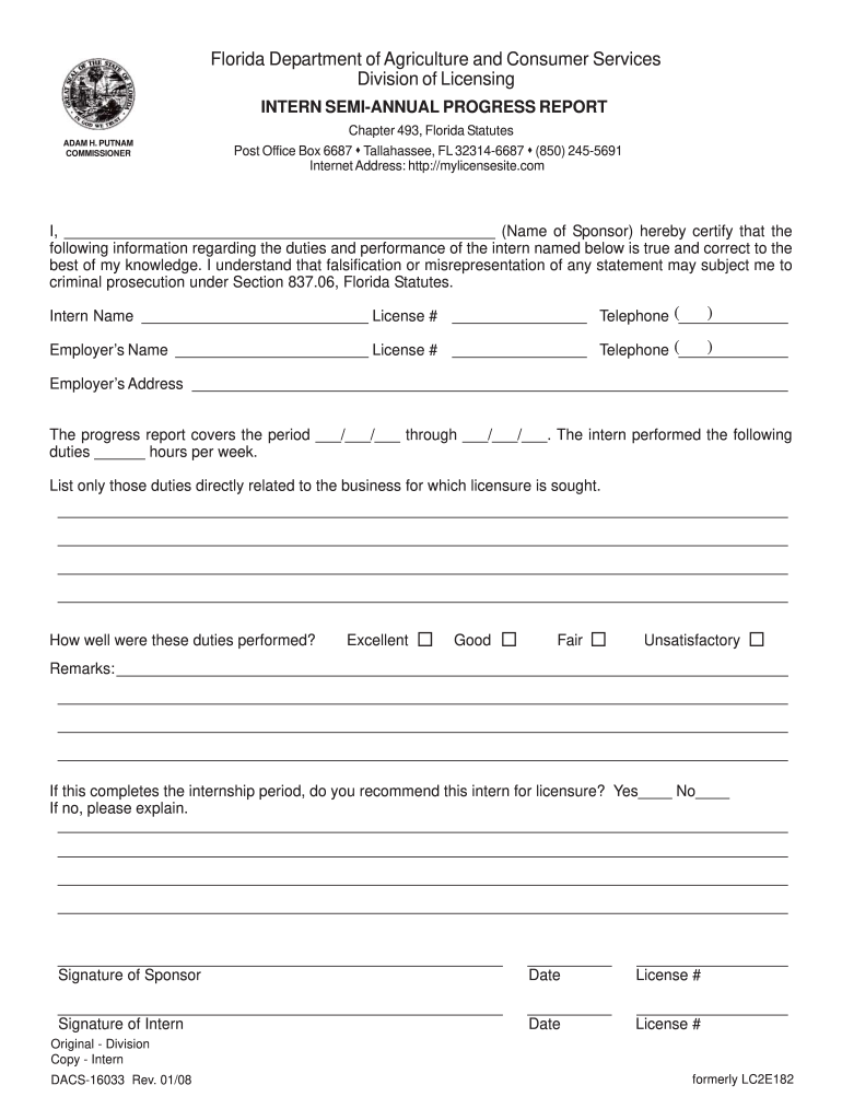 Get and Sign 16033 Intern Semi Annual Progrss Report 1 08  Florida 2008-2022 Form