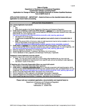 Application for Change of Status One Qualified Business to Another Qualified Business  Form