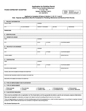 Application for Building Permit Antrim County Antrimcounty  Form
