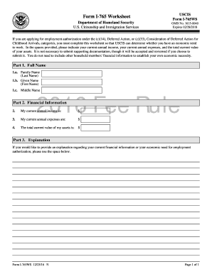 I 765 Worksheet  Form