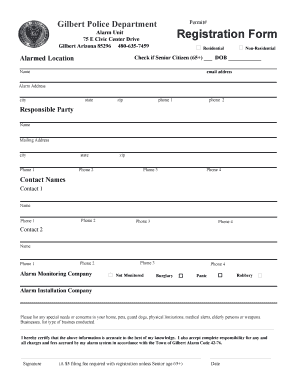 Town of Gilbert Alarm Permit  Form