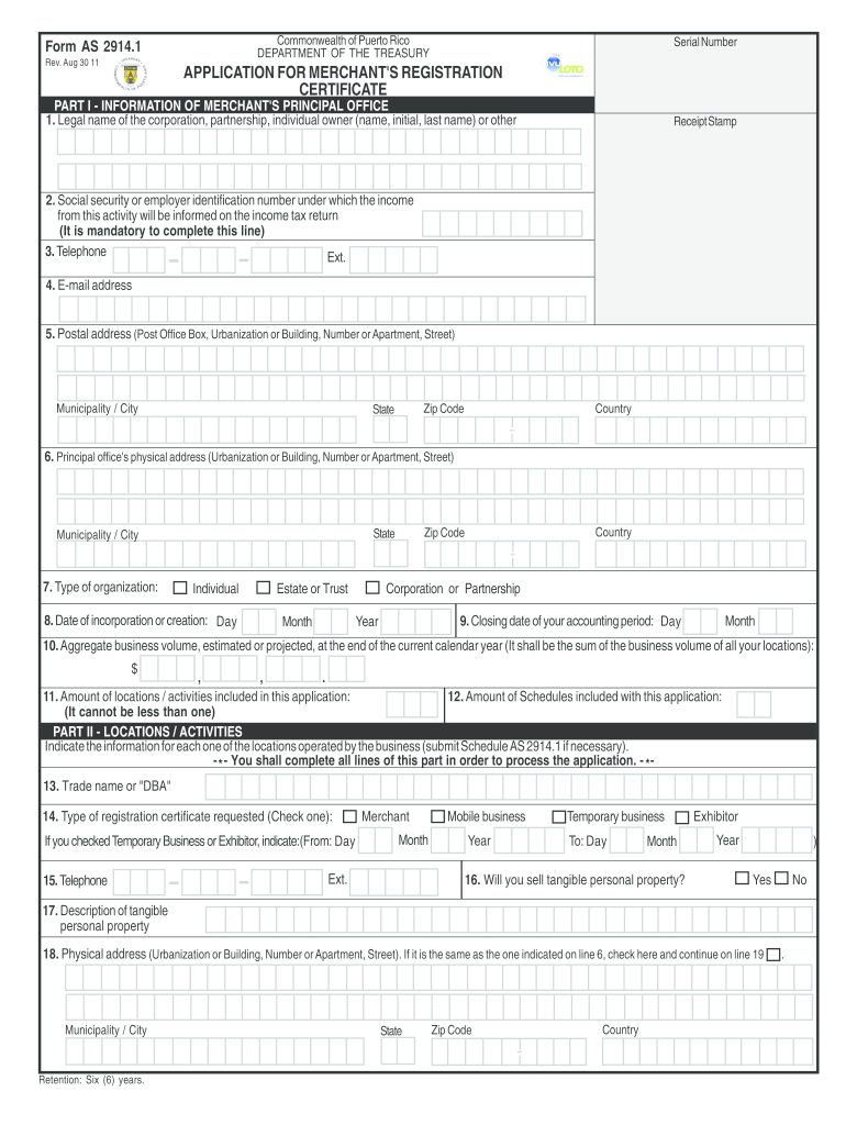 Puerto Rico Merchants Registration  Form