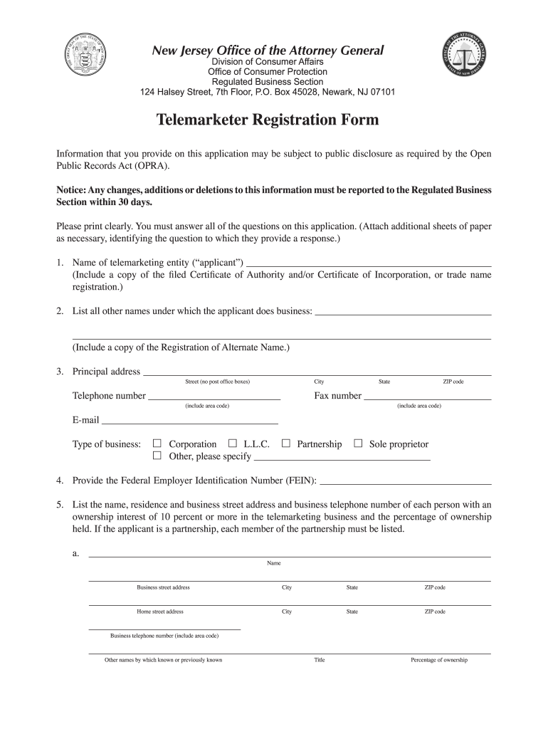 Bfce Registration Nj  Form