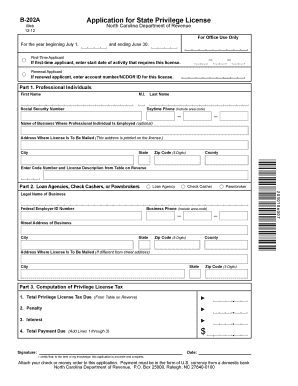 Nc Privilege License  Form