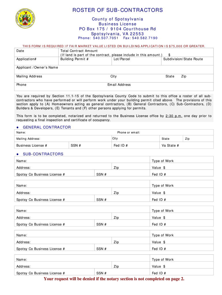  Spotsylvania Form 2011-2024