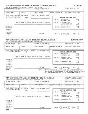 Dog LicenseVaccination Certificate Dog or Cat Sedgwick County Sedgwickcounty  Form