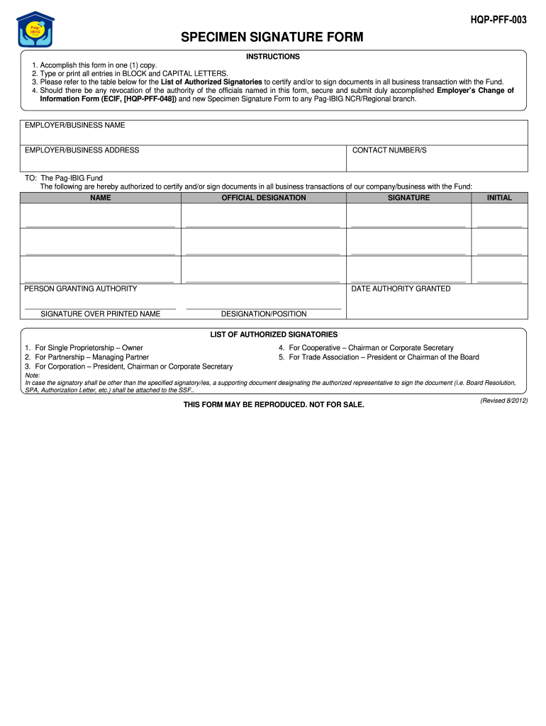 Get and Sign Specimen Signature Form 2020