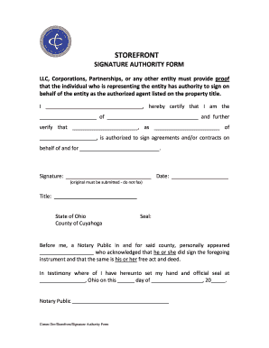 Proof of Signing Authority Template  Form