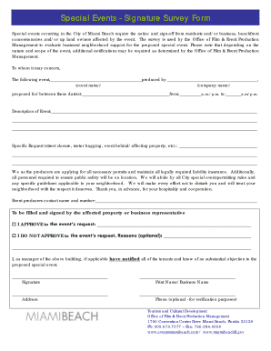 Special Events Signature Survey Form City of Miami Beach Secure Miamibeachfl