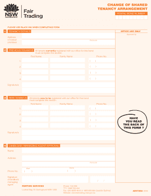  Change of Shared Tenancy Form 2009
