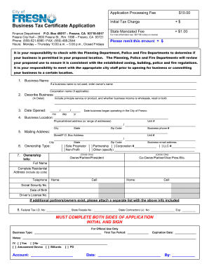 Fresno County Business License  Form