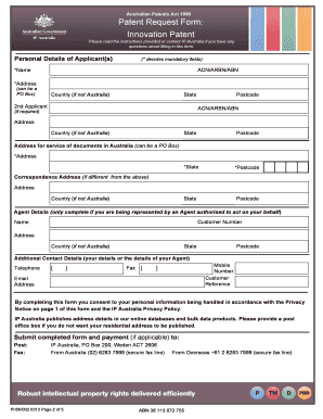 Patent Request FormInnovation Patent IP Australia Ipaustralia Gov