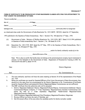 Annexure 7 Meaning  Form