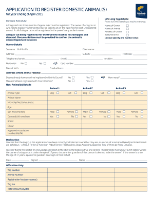 Brimbank Dog Registration  Form