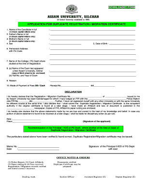 School Certificate Application in Assamese  Form