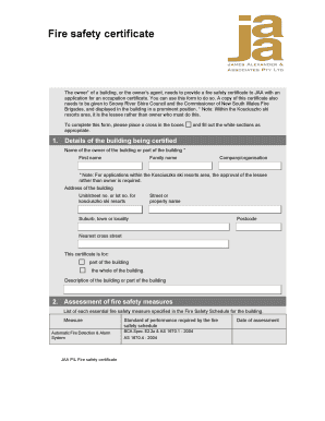 Printable Fire Safety Certificate  Form