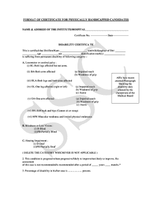 New Format of Disability Certificate