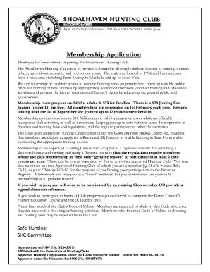 Shoalhaven Hunting Club  Form