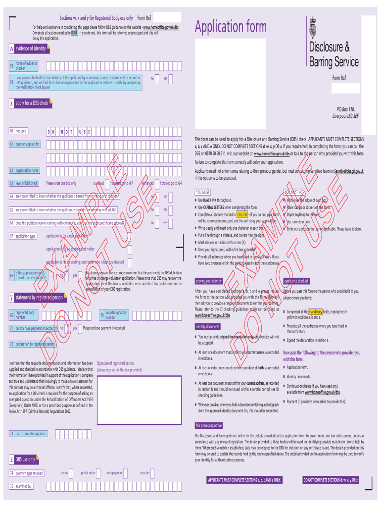 Dbs Application Form PDF Download