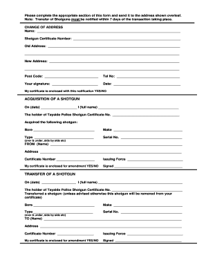 Shotgun Notification Form Tayside Police