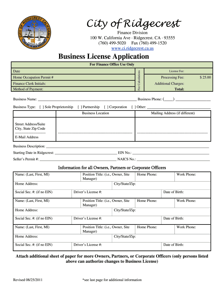 Business License  Form