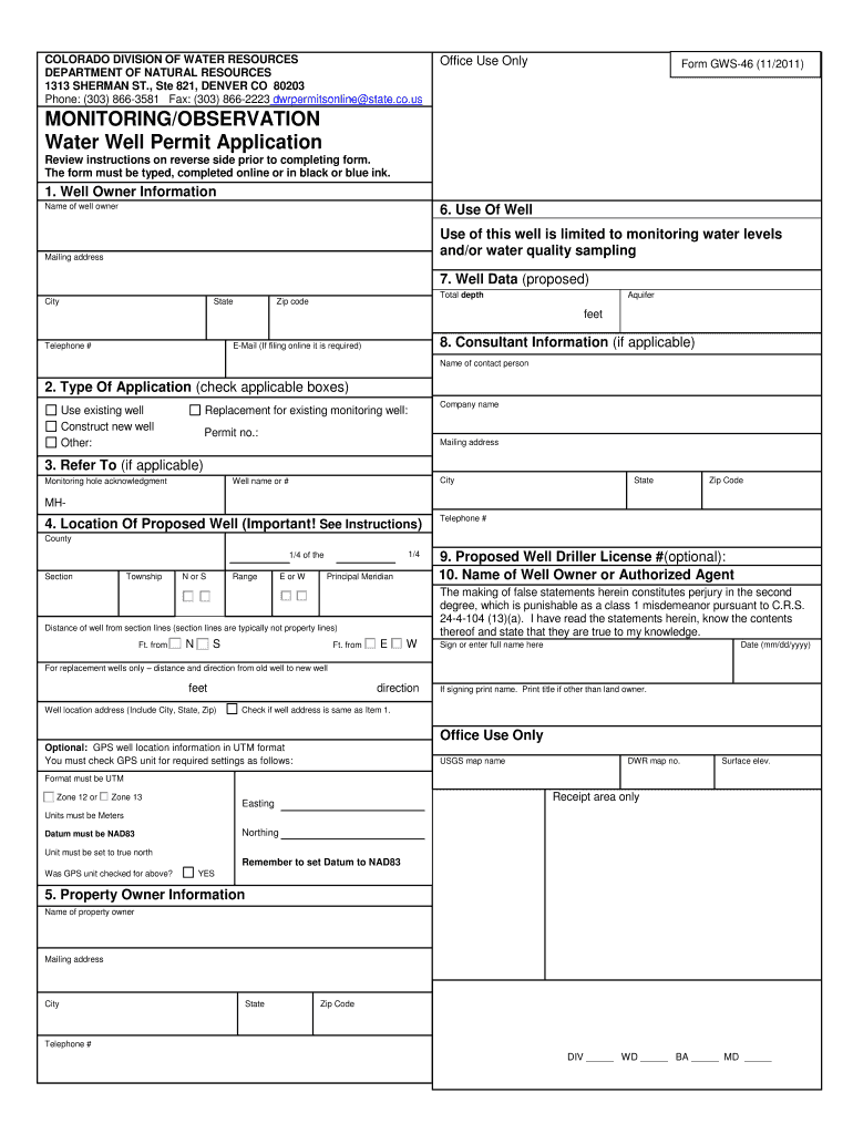 46 Well Permit  Form