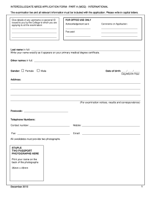 Mrcs International Form