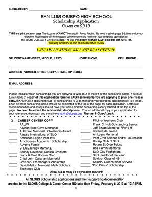 Slohs Local Scholarship Form