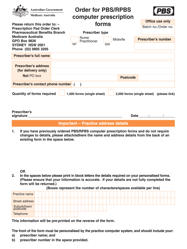 Australian Prescription Template  Form