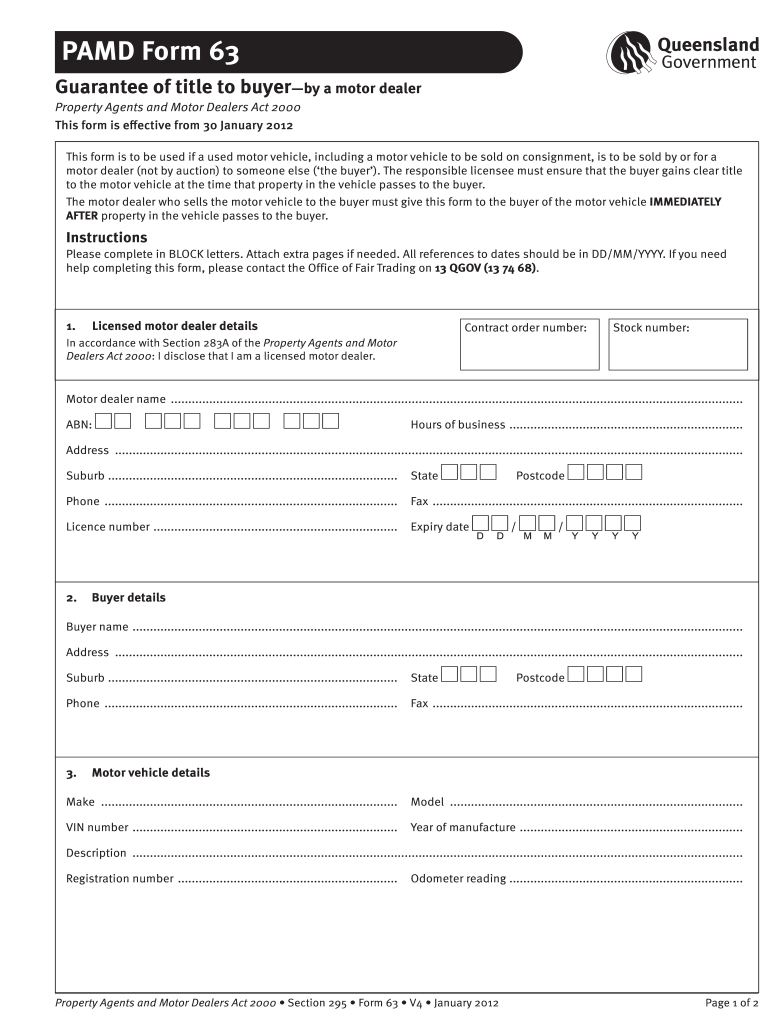  Guarantee of Title Form 2012-2023