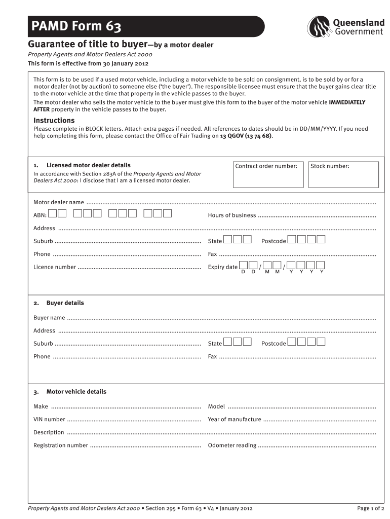  Guarantee of Title Form 2012-2024