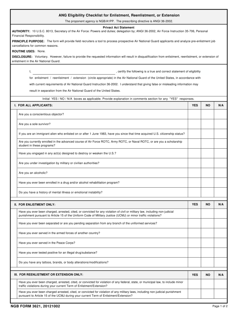 Ngb Form 3621