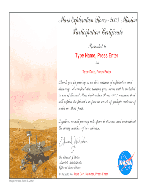 Nasa Certificate Download  Form