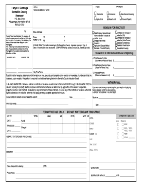 Bernalillo County Assessor Protest Form