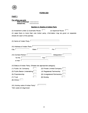 FORM ODI PART I Reserve Bank of India