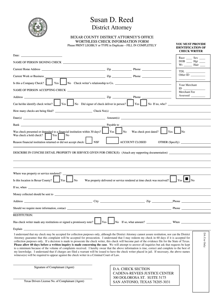 Download the Complaint Form in PDF Form  Bexar County  Bexar