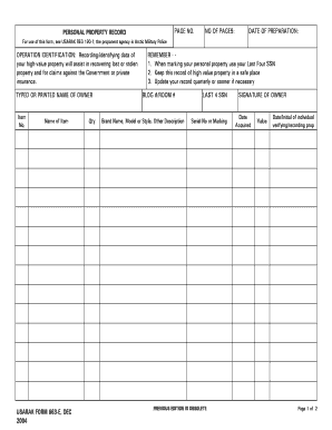 Usarak Regulation 190 1  Form