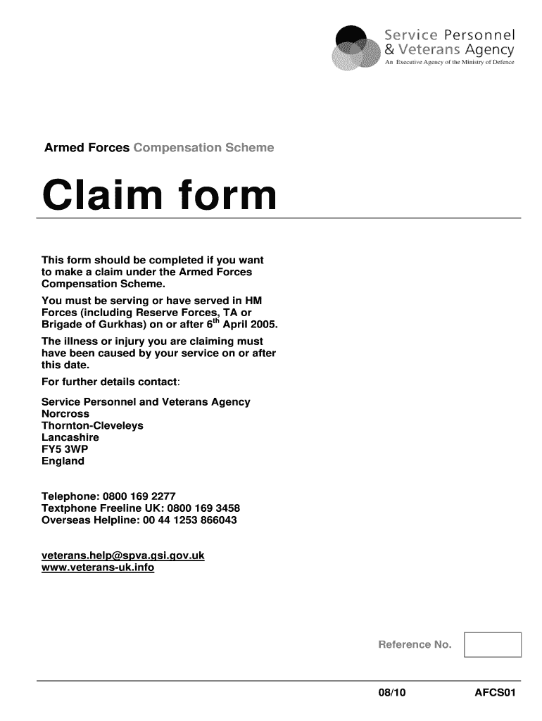  Afcs01 Claim Form 2010