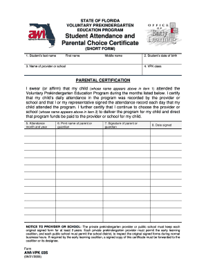Short Form AWI VPK 03S Attendance Verification 09 21 DOC M JPEG S M E Earlylearningcoalitionsarasota