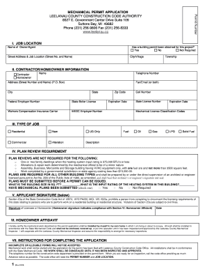 Mechanical Permit Application Leelanau County  Form