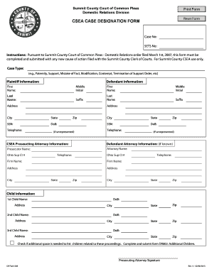 Termination of Support Summit County Form