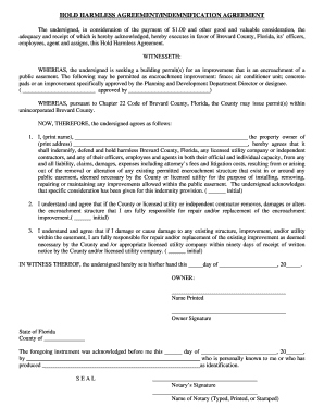 County Hold Harmless Agreement  Form