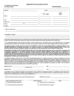 Scdot Encroachment Permit  Form