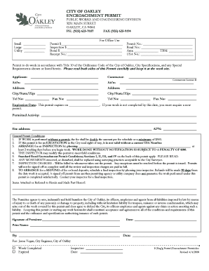 CITY of OAKLEY ENCROACHMENT PERMIT  Form